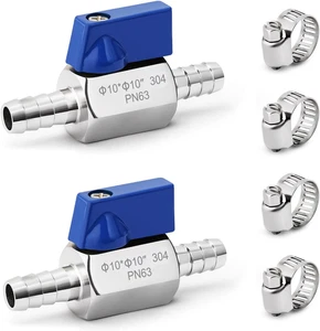 3/8" Hose Barb Ball Valve 304 Stainless Steel Mini Shut off Valve for Water Gas - Picture 1 of 12