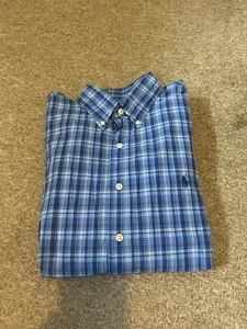 Ralph Lauren Herren Größe Large blau kariertes Kurzarm Hemd Button Down klassisch - Bild 1 von 5