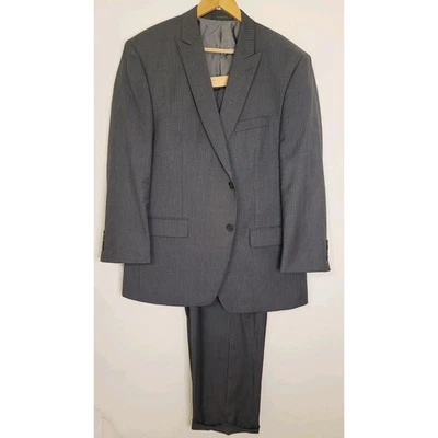 Calvin Klein Suit Mens 44R Gray Pinstripe 2 Button 100% Wool Pants 40x30 Wedding - Image 1 of 4