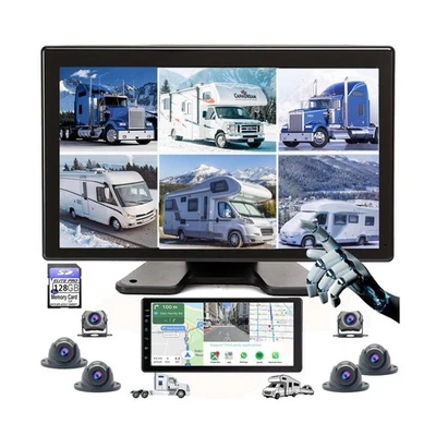 6 Split Backup Camera Built-in DVR GPS Navigation Car Stereo with Carplay 128... - Image 1 of 4