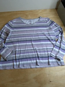 Croft Barrow klassisches Damen T-Shirt Gr. L lila grau weiß Viertelarm Oberteil - Bild 1 von 6