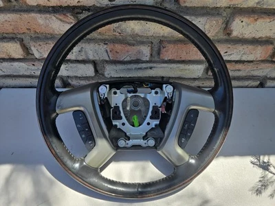 07-14 GM SUV Woodgrain Black Leather Heated Steering Wheel Radio Cruise OEM WTY - Image 1 of 4