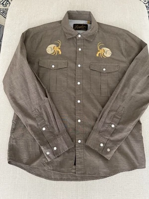 Camisa Howler Brothers Gaucho Ermitaño Cangrejo Vaquero Occidental Perla Marrón a Presión PEQUEÑA S Foto 1 de 4
