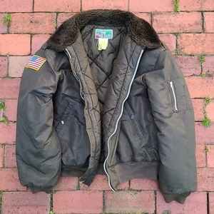 Vintage 80s Timber King Police Bomber Fur Collar Twin Peaks XL - Picture 1 of 7