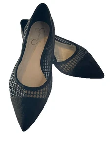 Jessica Simpson Women's Cap Toe Mesh & Suede Pointed Flats Black Size 9.5M NWOT - Picture 1 of 6