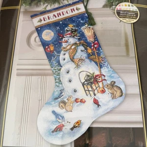 Dimensions gold Snowman & Friends Xmas stocking 16” cross stitch kit NEW 8839 - Picture 1 of 4