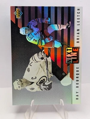 1993-94 Upper Deck Ray Bourque Brian Leetch #NL4 Next in Line HOF Bruins Rangers - Image 1 of 2