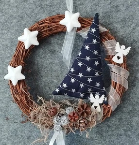 Türkranz Weihnachten 🎄 Winter Kranz Deko Wandkranz Engel Tannenbaum handmade - Bild 1 von 3