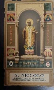 ANTICO SANTINO SAN NICOLA DI BARI CON PREGHIERA 1912 - Foto 1 di 3