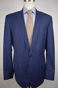 Tom James Navy Blue Striped Wool Two Button Two Piece Suit Size: 40L - Picture 1 of 12