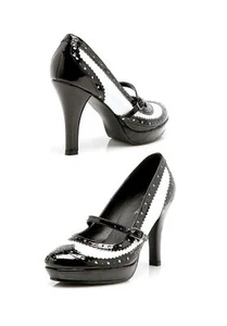4 Inch Heel Pointy Toe Pump Women's Size Shoe With Two Tone And Mary Jane Strap - Picture 1 of 7