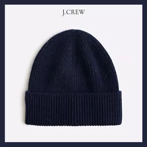 Neu mit Etikett - J. CREW 100 % Kaschmir gerippte Beanie Mütze, marineblau, Herren/Damen - $ 89,50 - Bild 1 von 5