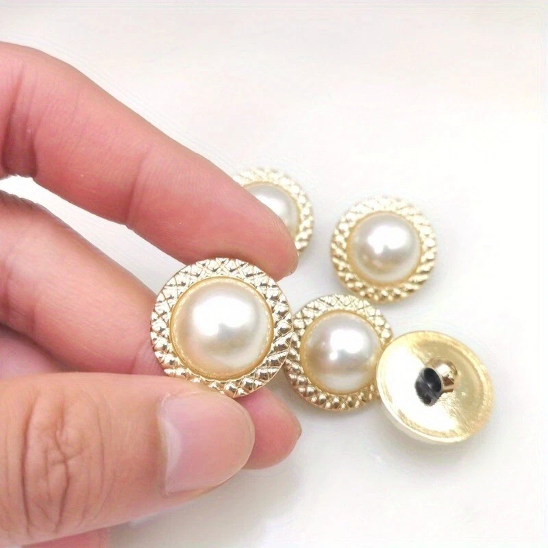 20pcs Faux Pearl Shank Buttons Round Plastic DIY Sewing Elegant 17.5/21/25mm - Image 1 of 4