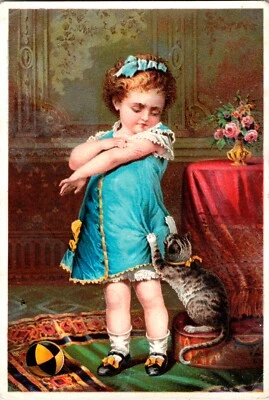 Cartão comercial vintage Jayne's Tonic Vermifuge criança e gato charlatão medicação Milão OH - Imagem 1 de 3