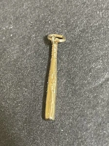 14K SOLID YELLOW GOLD BASEBALL BAT CHARM PENDANT 1.6 GRAMS - Picture 1 of 5