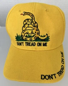 DON'T TREAD ON ME Yellow Baseball Cap Snake Logo Embroidered NWT - Picture 1 of 8