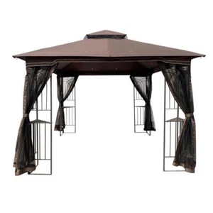 10x10 Outdoor Patio Gazebo Canopy Tent With Ventilated Double Roof And Net - Picture 1 of 8