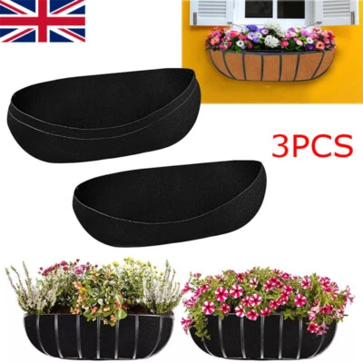 3X Felt Trough Planter Liner Window Box Liners Breathable Hanging Basket Liner. - Image 1 of 4