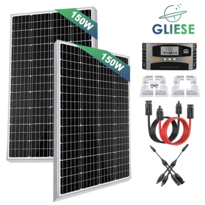 300W Wohnmobil Set Solaranlage Komplettpaket Solarmodul Mit Montage Halterung RV - Bild 1 von 4