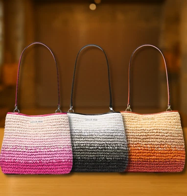 Michael Kors Pratt Women Medium Ombré Straw Bucket Shoulder Bag Handbag Purse MK - Image 1 of 4