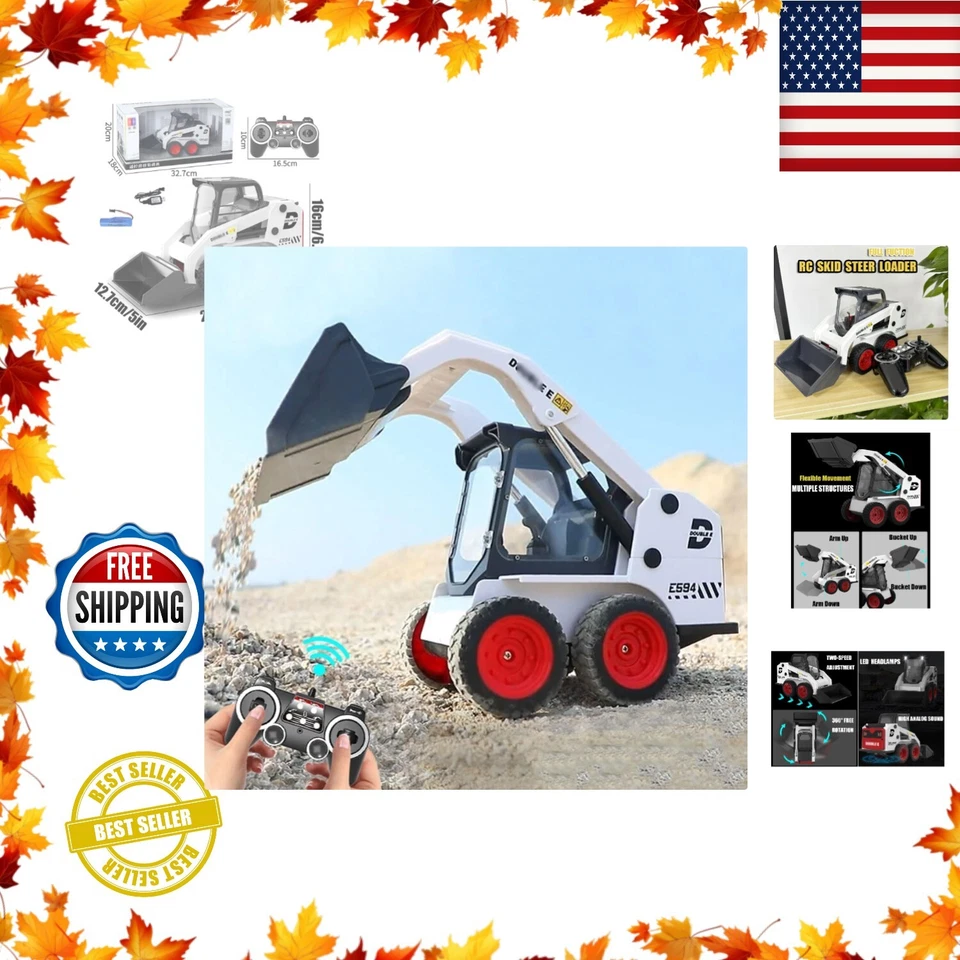 1:14 Remote Control Slip Loader Engineering Skid Steer RC Excavator Kids Gift - Image 1 of 4