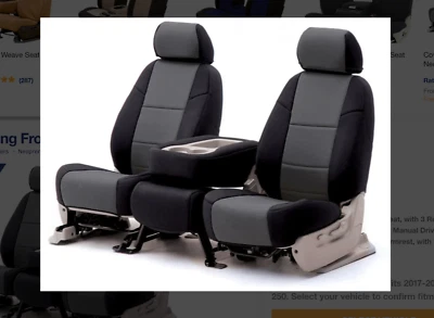 NEW COVERKING 21-22 FORD F250/350 SUPER DUTY REAR SEAT COVER LEATHERETTE CHAR/BL - Image 1 of 3