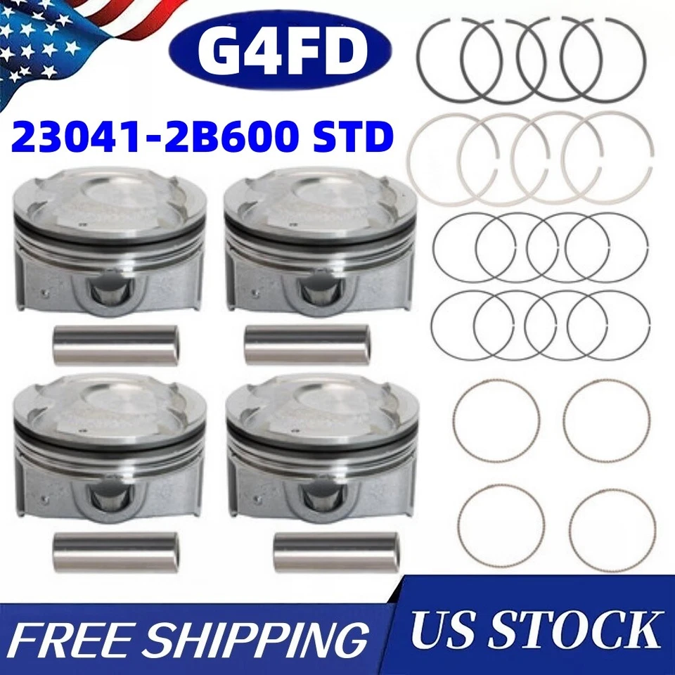 Kit de anillos de pistones de motor G4FD para Hyundai Kia Accent Rio 12-16 1,6 L #23041-2B600 Foto 1 de 4