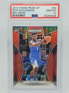 2019 Panini Prizm DP ZION WILLIAMSON RC rookie Red Prizm PSA 10 GEM MT - Picture 1 of 2