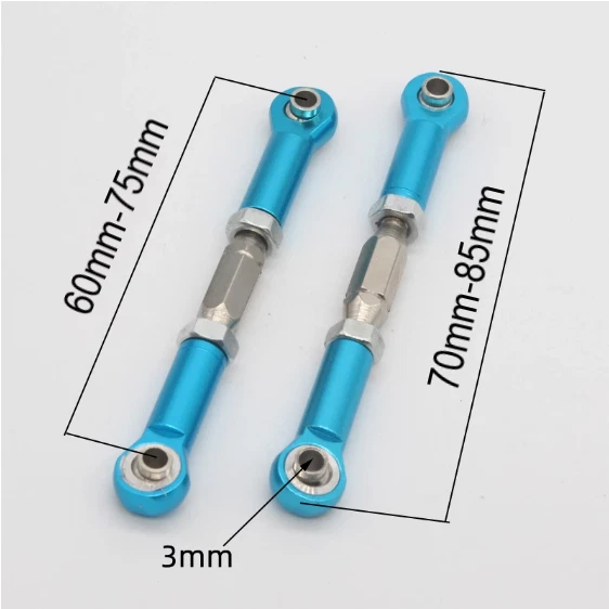 2x RC Alu Spurstange Lenkgestänge Spannschloss 70-85mm Für 1/10 RC Auto Buggy - Bild 1 von 1
