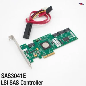 SAS RAID SATA CONTROLLER PCI-E LSI LOGIC SAS3041E FSC SERVER 2003 2008 4-PORT - Picture 1 of 4