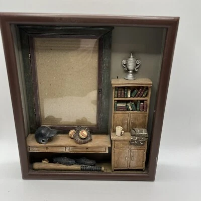 Moldura de beisebol 3D madeira/resina 9” X 8” comporta 3” X 5” caixa de sombra para imagem - Imagem 1 de 4