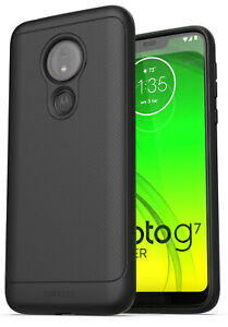 For Moto G7 Power Case (Thin Armor) Slim Fit Flexible Grip Phone Cover - Black