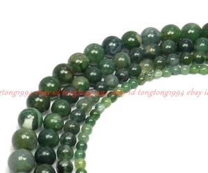 Moosachat Kugeln Größen: 4, 6, 8 ,10 mm 12mm Edelstein lose Perlen Strang 38cm - Bild 1 von 9