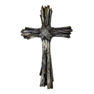 Rustic Decorative Driftwood Wall Cross Faux Weathered Wood Spiritual Wall Art - Picture 1 of 9
