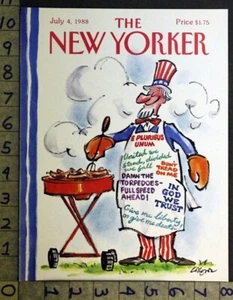 1988 JULY 4TH INDEPENDENCE DAY PATRIOTIC LEE LORENZ ART NEW YORKER COVER FC728 - Picture 1 of 1