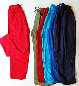Plain colour Hippy Boho Beach Festival Rayon Slouch Long pants UK SELLER - Picture 1 of 8