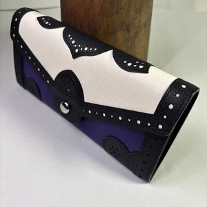 Longchamp Cavalcade Western Flap Wallet - Purple, Black & White, NIB Rare - Bild 1 von 15