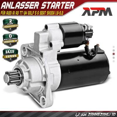 Anlasser Starter 1.7 KW 10 Zähnez. für Audi A1 A3 TT VW Golf 5 Seat Altea Skoda - Bild 1 von 4