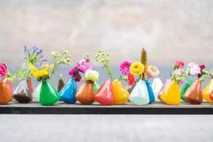 DutZ Vase TUMBLING, H 12 cm, D 10 cm, 12 cm hoch , dickes Glas, verschied. Farbe - Bild 1 von 10