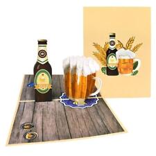 3D Pop-Up Birthday Greeting Invitation Card Beer Happy Father Day Postcards Gift