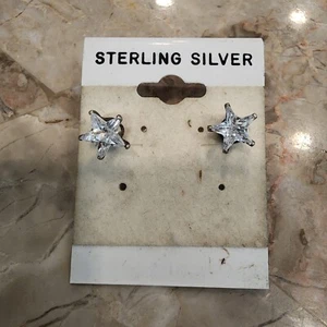 Sterling Silber Stern Faux Diamant? Zirkonia? Ohrring Set - Bild 1 von 2
