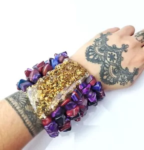 Sobral Fragmente Hanna lila Perlen Runway Stil Stretch Künstler Made Armband - Bild 1 von 6