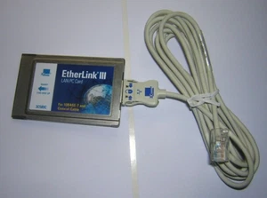 3Com EtherLink PCMCIA Ethernet LAN PC Karte 3C589C + neues Dongle Kabel - Bild 1 von 1