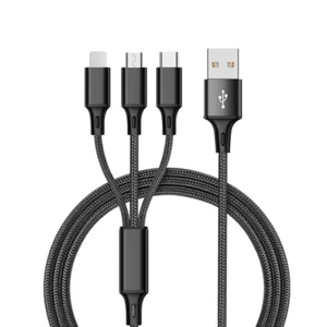 Lot of 10X 3 in 1 USB Charger Cable 3A Fast Charging For iPhone Samsung Android - Picture 1 of 16