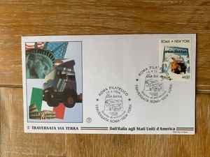 ITALY ITALIA 1996 FDC TRANS CONTINENTAL DRIVE ROME TO NEW YORK TRUCK COLLOSEUM - Picture 1 of 2