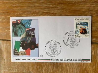 ITALY ITALIA 1996 FDC TRANS CONTINENTAL DRIVE ROME TO NEW YORK TRUCK COLLOSEUM - Image 1 of 2