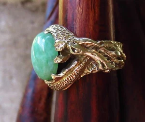 Fabuloso Mítico ANILLO DRAGÓN CHINO JADEÍTA 14K talla 6,75 - Imagen 1 de 7