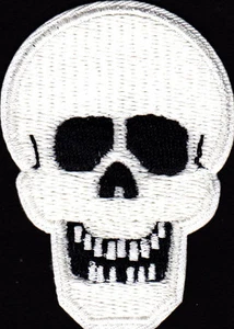 SKULL GLOW IN THE DARK Iron On Patch Halloween Biker Retro - Picture 1 of 2