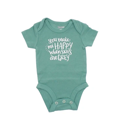 Body Camiseta Bebé Hanes Talla 0-6 M Verde Vinilo "You Make Me Happy" Nuevo Casero Foto 1 de 4