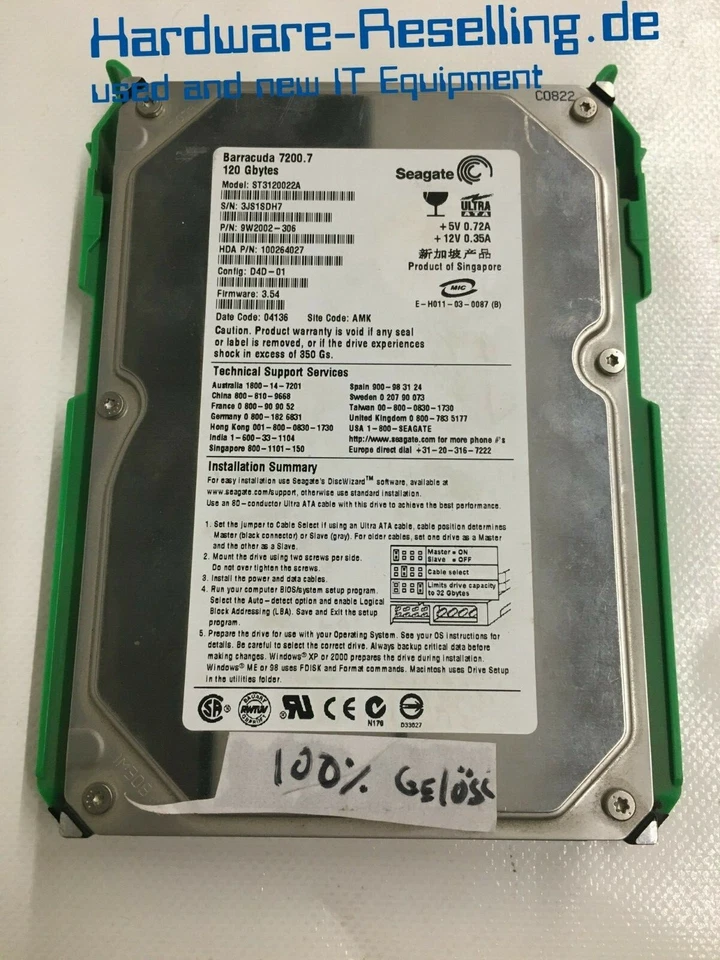 Seagate barracuda 7200.7 ST3120022A 120 GB 9W2002-306 3,5 Ide 2MB - Immagine 1 di 1